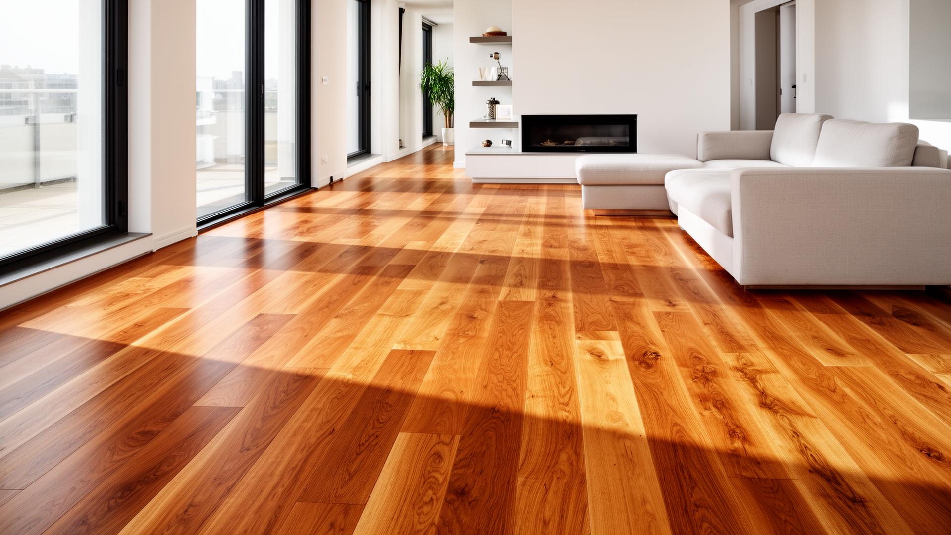 Beautiful hardwood floor installation in a modern living room